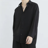 Voguable Loose Ice Silk Drooping Shirt Men's Long-sleeved Autumn Trendy Handsome Jacket Casual voguable