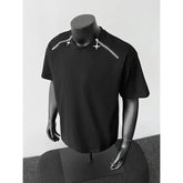 Breathable Mens Round Neck T-Shirt man Zip Detail Trendy Design New Urban Streetwear Casual Summer Tee Comfort Fit Stylish Soft voguable