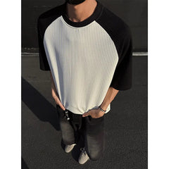 Summer Short Sleeved T-shirt Men Fashion White Casual T Shirt Men Streetwear Korean Pleated T Shirt Mens Top Large Size 4XL voguable