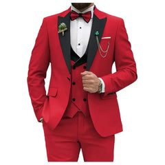 Voguable New Slim Men's Suit 3-Piece Set Jacket +Vest+ Pant Wedding Party Men Blazer Coat Luxury voguable