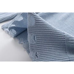 Voguable New Autumn Women Vintage Lazy Hole Crop Knit Sweater Oversize Pullover Chic Top voguable