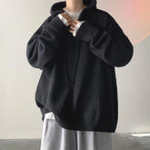 Voguable Winter Hooded Sweater Men Warm Fashion Casual Knit Pullover Men Korean Grey Black Loose Long Sleeve Sweater Men Jumper Clothes voguable