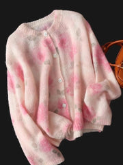 Elegant Floral Sweet Cardigan Sweaters Women Long Sleeve Lazy Wind Vintage Knitted Coats Fall New O Neck Single Breasted Tops voguable