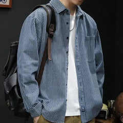 Spring Autumn New Fashion Striped POLO Collar Long Sleeve Blouse Men's Clothing Popularity Korean Casual All-match Trend Shirts voguable