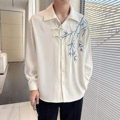 Long Sleeved Shirt Men Fashion Society Mens Dress Shirt Korean Loose Casual Shirt Men White Formal Shirts M-3XL voguable