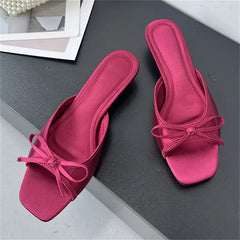 Voguable Summer Butterfly-kont Women Slippers Elegant Square Toe Party Dress Female Sandals Low Heels Shoes Large Size 43 voguable