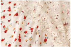 Voguable Women's New Retro Holiday Style Fringed Lace Floral Fake Two-piece Sling Dress Female Summer Lace-up Slimming Suspender Dresses voguable