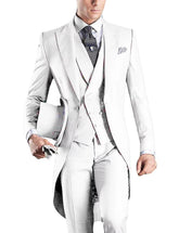 Voguable Men Suit 3 pieces Slim Fit British Style Peaked Lapel V Neck Tuxedo Fashion Groomsmen Wedding Suits Men Blazer+Vest+Pant voguable
