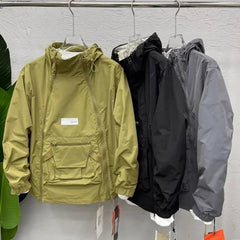 New Luxury Spring Autumn Men's Jacket Fashion Double Zip Hooded Outdoor Jacket Black Coat Pocket Sportswear voguable