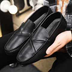 Voguable Handmade Comfortable Men Loafers Fashion Spring Autumn Casual Leather Shoes Slip-On Business Driving Flat Soft Walking Shoes voguable