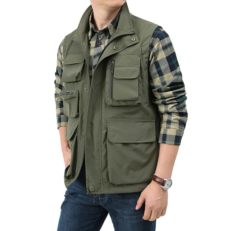 Summer Outdoor Photographer Waistcoat Men's Unloading Vest Tactical Webbed Gear Coat Tool Many Pocket Work Sleeveless Jacket Man voguable
