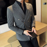 Voguable Luxury Fashion Double Breasted Men Suit Jacket Slim Fit Business Social Wedding Formal Suit Jacket Plus Size 5XL-M Men Clothing voguable