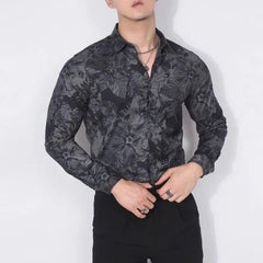 Spring Autumn New Fashion Turn-down Collar Long Sleeve Printing Blouse Men's Clothing Button Trend Korean Simplicity Chic Shirts voguable