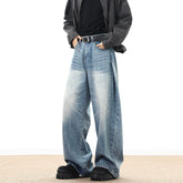 American Style Vintage Casual Wide-leg Mopping Jeans Men Loose Denim Trousers Neutral Jeans Streetwear Men Women Jeans Pants