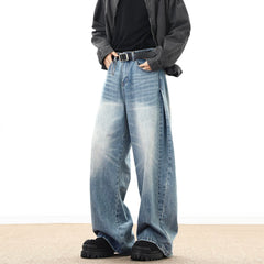 American Style Vintage Casual Wide-leg Mopping Jeans Men Loose Denim Trousers Neutral Jeans Streetwear Men Women Jeans Pants