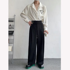 Voguable Black Suit Pants Men Fashion Social Men Dress Pants Korean Loose Oversize Straight Wide Leg Pants Men Formal Trousers M-XL voguable