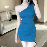 Voguable Korean Sle Sexy oulder Bared Knitted Summer New Dr Pure Desire Waist Cinching Chest Wrapped ort Skirt Women's Clothing voguable