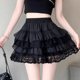 Elastic Gothic Lace Tutu Skirt Women Black Mesh Detail Petticoat Sexy Mini Tulle Skirts Party Club Wear Dancer voguable