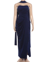 Voguable Folds Elegant Long Ribbon+Maxi Dress High Slit Chest Wrap Summer Fashion Skinny Vacation Banquet Summer Vestidos voguable