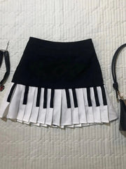 Vintage Y2K Pleated Skirt Women High Waist Piano Patchwork Streetwear Skirts Casual American Hip Hop Gothic Mini Skirts New voguable