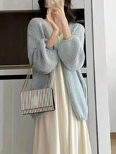 Lazy Wind Retro Cardigan Women Casual Loose Long Sleeve Korean Knitted Sweaters Coats Vintage Fall Winter Simple Solid Tops New voguable