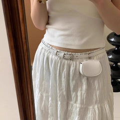 Korean Fashion All Match Mini Handbags Women Vintage Ins Belt Purses Solid Leather Streetwear Simple Waist Packs Y2k Aesthetic voguable