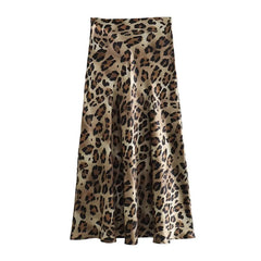 2024 Women Fashion Leopard Print Skirt Fashion Vintage High Waist Midi Skirts Elegant Women Springtime Casual Streetwear Skirt voguable