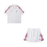 Voguable 2 Piece Skirt Sets Female Y2k Clothing Zipper Bow Sweet Korean Fashion Hoodie Suits Women Studentseven Party Outwear 2024 voguable