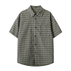 Summer Short Sleeved Shirt Men Retro Plaid Shirt Mens Streetwear Korean Loose Casual Shirt Man Fashion Shirts Large Size 4XL voguable