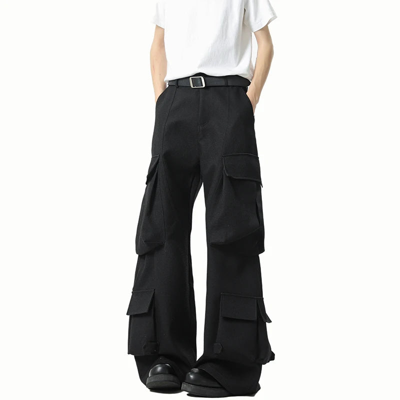 Men Loose Fit Cargo Pants Workwear Trousers Multi Pocket Outdoor Casual Joggers Streetwear Hip Hop Drop Crotch Trousers for Men voguable