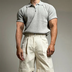 New Trend Men Polo Shirt Leisure Vintage High Quality Knit T-shirt American Style Chic Breathable Button Short Sleeve Knitwear voguable