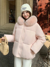 Preppy Style Sweet Parkas Women Cute Long Sleeve Vintage Faux Fox Hooded Cotton Coat Korean Winter Thick Warm New Outwear voguable