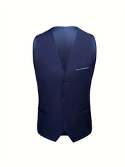 Voguable Men's 3pcs Suit Set, Jacket + Vest + Pants, Fashionable High-Quality, Suitable for Weddings, Parties and Formal Occasions voguable