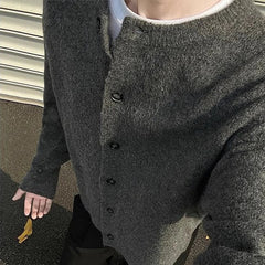 New American Style Men Cardigan Luxury Knitted Button-down Solid Color Long Sleeve Sweater Jacket Casual High Quality Knitwear voguable