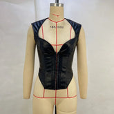 Voguable Sexy Y2K PU Faux Leather Corset Gothic Cropped Tops Women Summer Fashion Sleeveless Strapless Vest Thin Female Tanks Camis voguable