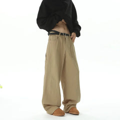 American Style Wide Leg Straight Cargo Pants Letter Printed Men's Baggy Casual Fashion Overalls Streetwear Male Mopping Trousers