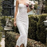 Sexy Backless Bandage Elegant Lace Dress Women Thin Straps Floral Bodycon Hollow Out Robe Lady Club Party Vestidos voguable