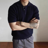 New Men's Clothing Light Luxury Business Polo Shirt Casual Slim-fit Knitted Solid Color Short Sleeve T-shirt High Quality Tops voguable