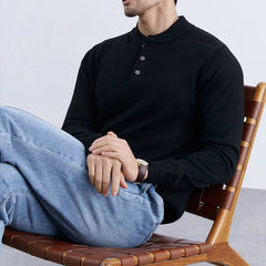 New Fashion Men Henry Sweater Light Luxury Knitted Solid Color Long Sleeve Pullover Premium Quality Skin-friendly Knitwear M-3XL voguable