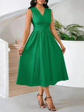 Voguable Long-sleeveless summer dress with wave pleats, holiday dress, gathered dress, party dress voguable