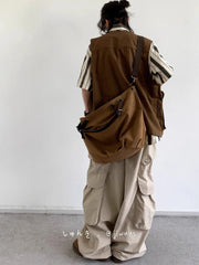 New Summer Japanese Retro Work Suit Vest Men Women Korean Fashion College Style Loose Sports Casual Sleeveless Versatile Jacket voguable