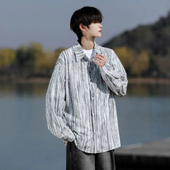 Long Sleeve Shirts Striped Spring outdoor Fashing 2025 New Breathable Hiking Work Shirt Casual Button Down Shirt with Pocket voguable