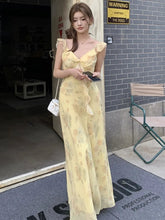 French Women's Elegant Floral Printed Dress V-Neck Slim Fit Flying Sleeve Long Dresses Vacation Holiday Sexy Travel New Vestidos voguable