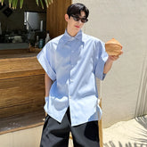 Voguable Niche Design Stylish Plain Short Sleeved Shirts Original Fashion Elegant Handsome Korean Men's Tops voguable