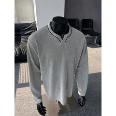 Autumn Long Sleeved T-shirt Men Fashion V-neck T-shirt Men Streetwear Hip-hop Loose Casual Pleated T Shirt Mens Top M-3XL voguable