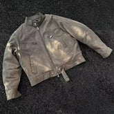 Grey Washed Denim Jacket Male Spring And Autumn Standing Collar American Vintage Cargo Jacket Man Winter куртка ropa hombre voguable