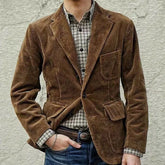 Men Blazer Corduroy Tops Jacket Man's Clothing Slim Fit Asual Chic Design Luxury Winter Autumn Solid Loose New Thick Business voguable