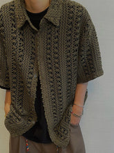 Hollow Out Shirts Men Summer Vintage All-match Breathable Short Sleeve Japanese Style Harajuku Vocation Knitting Handsome Simple voguable