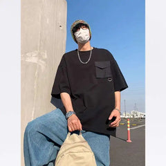 Summer Short Sleeved T-shirt Men White Casual T Shirt Men Streetwear Korean Loose Round Neck Tshirt Mens Top Large Size 4XL voguable