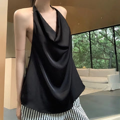 Voguable 2024 Summer New Streetwear Contrast Color Striped Loose Casual Wide Leg Pants Women + Backless Sexy Camisole Two-piece Suit voguable